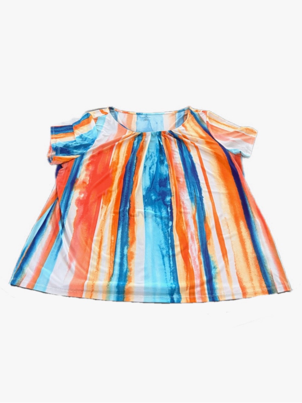 Worthington Woman Abstract Stripe A-Line Blouse Colorful Stretch